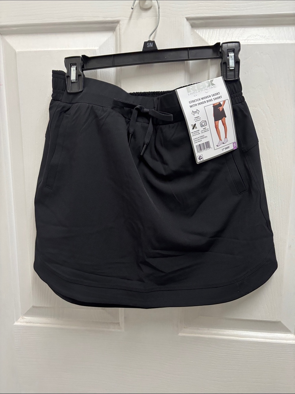 RBX Black Women's Stretch Skort with Drawstring Waist